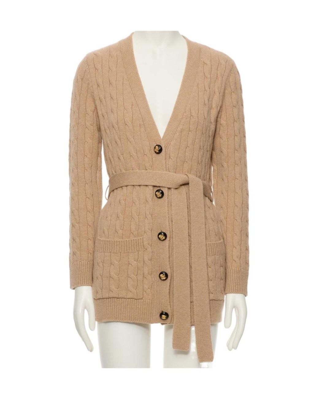 Valentino Natural V-Neck Long-Sleeved Cardigan