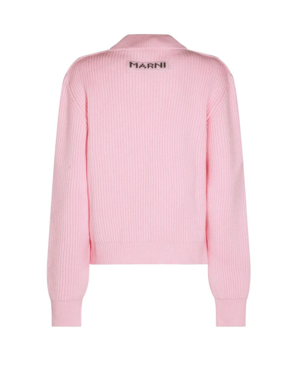 Marni Pink Ribbed V-Neck Ribbed Jumper