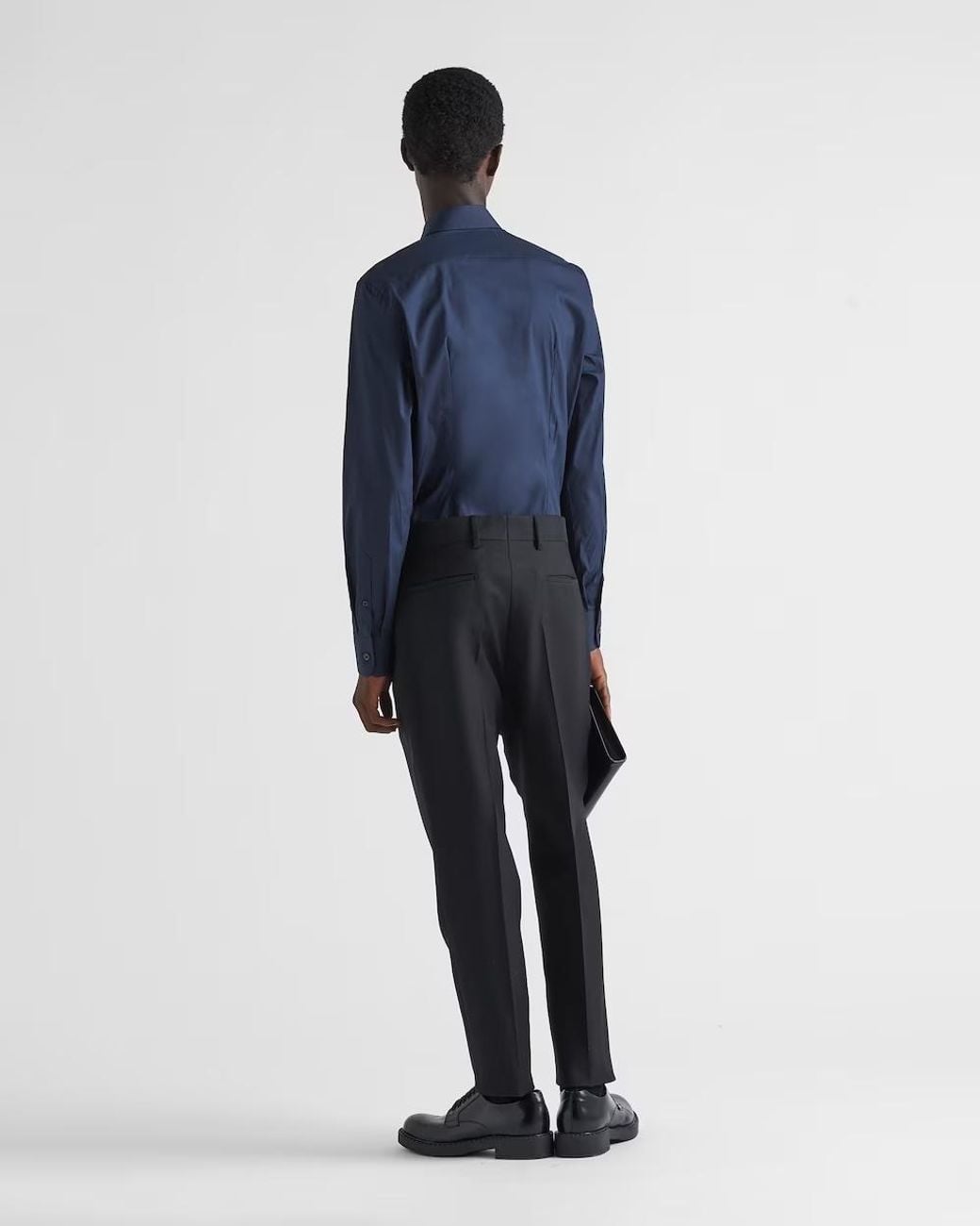 Prada Blue Long-Sleeved Poplin Shirt for men
