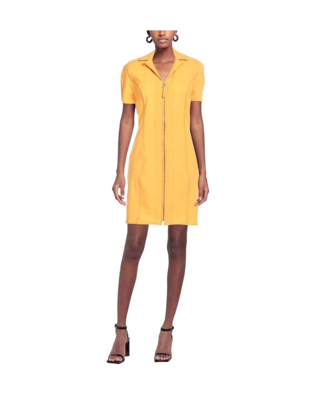 Jacquemus Yellow Solid-Color Wool Short-Sleeve Dress