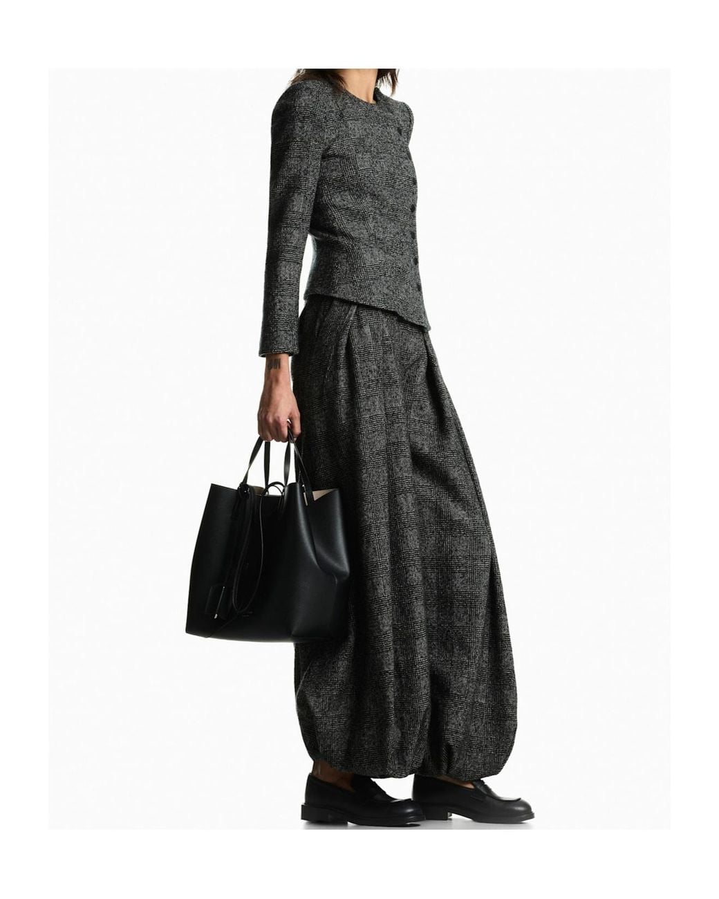 Emporio Armani Gray Pleated Wide-Leg Trousers