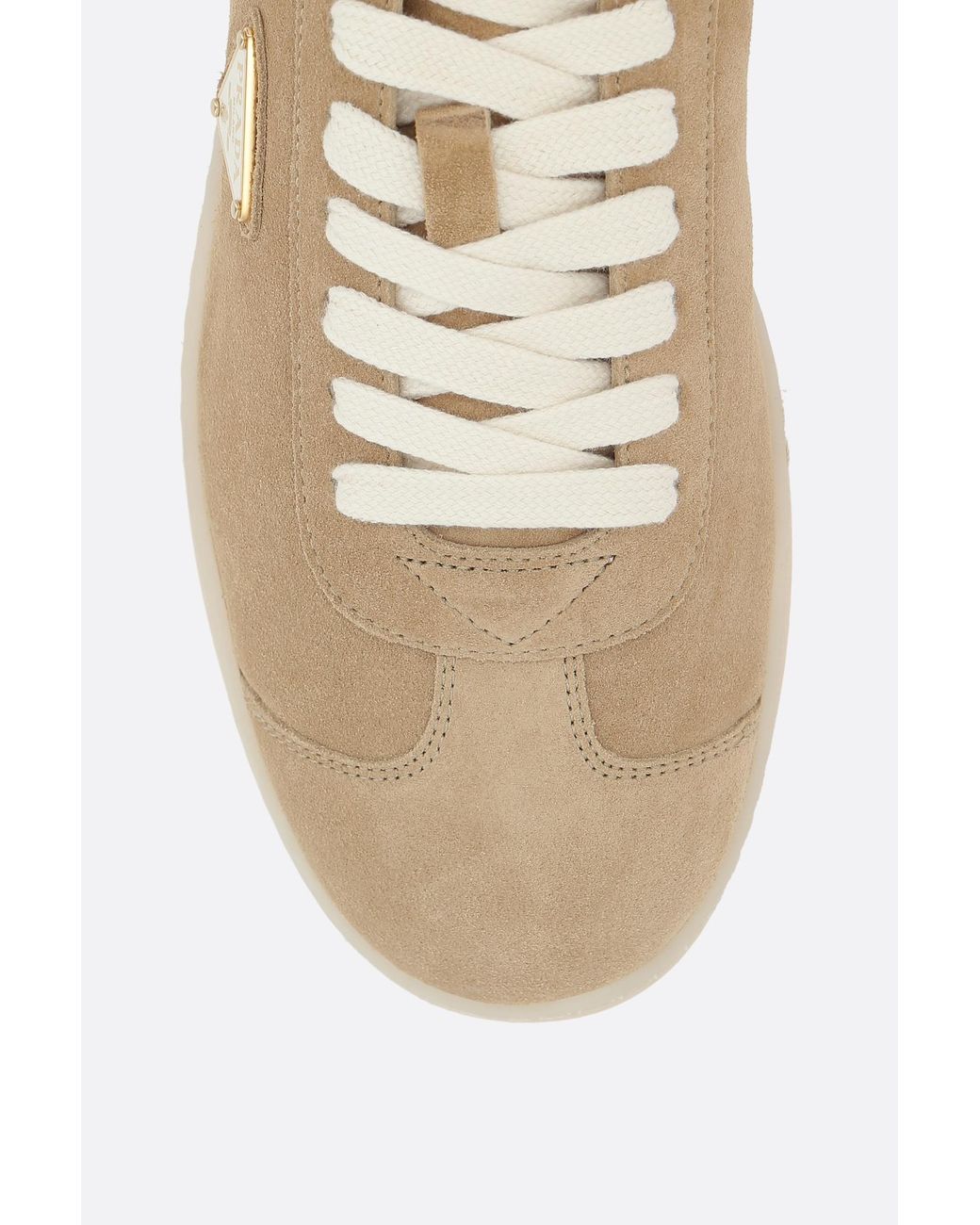 Prada Natural Lane Lace-Up Low-Top Sneakers for men