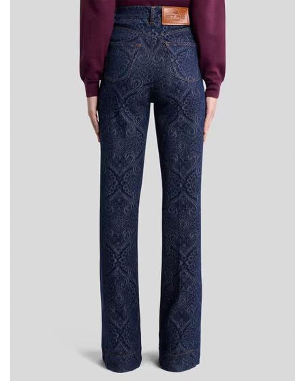 Etro Blue Jacquard Flared Jeans