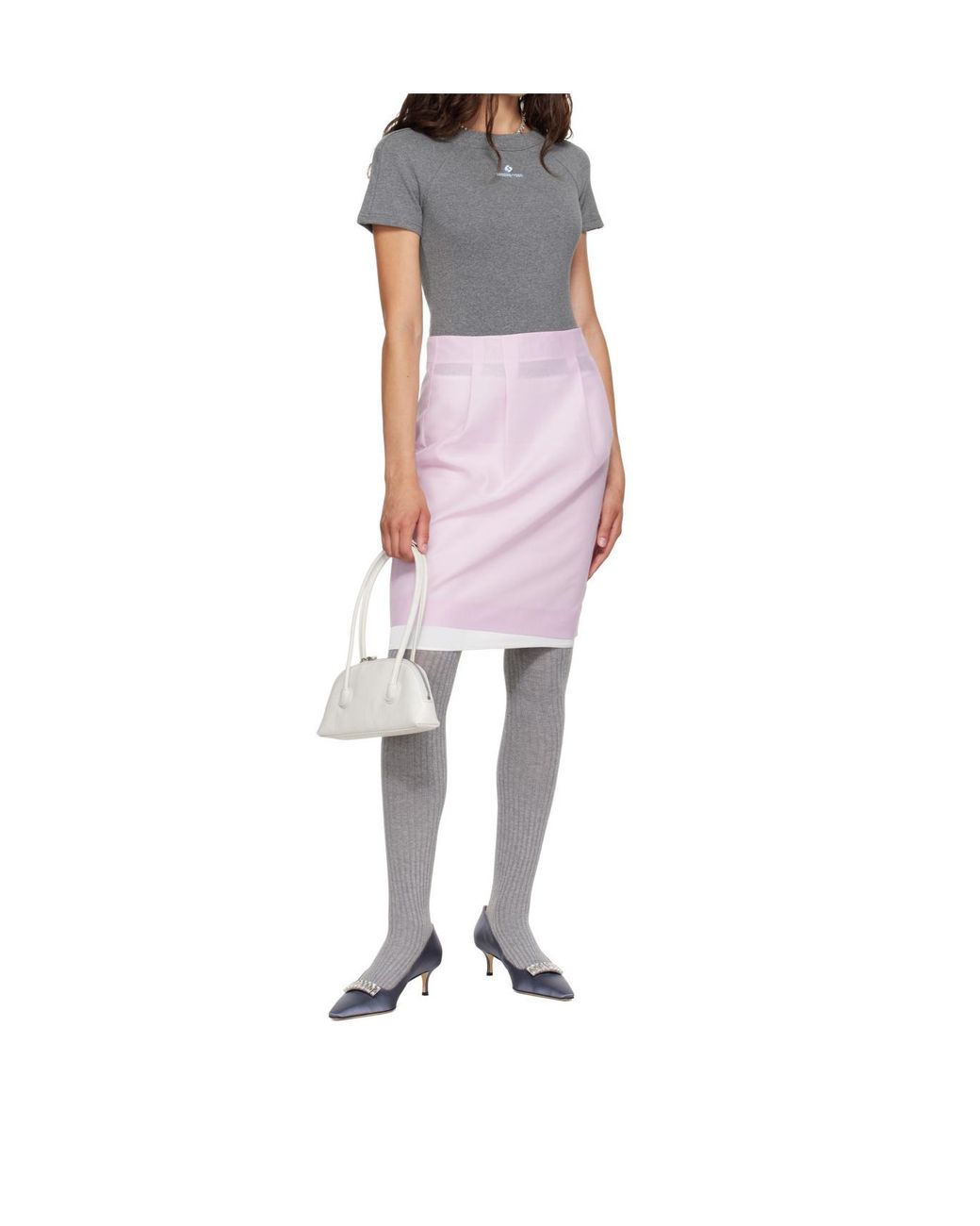 ShuShu/Tong Pink Straight-Cut Midi Skirt