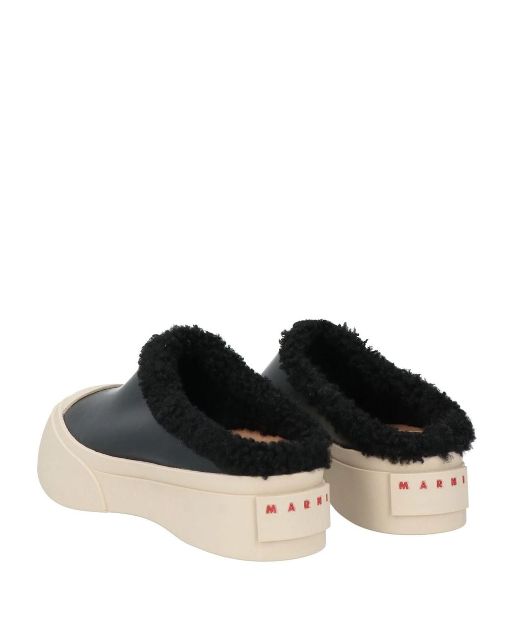Marni Black Minimalist Leather Wedge Clogs