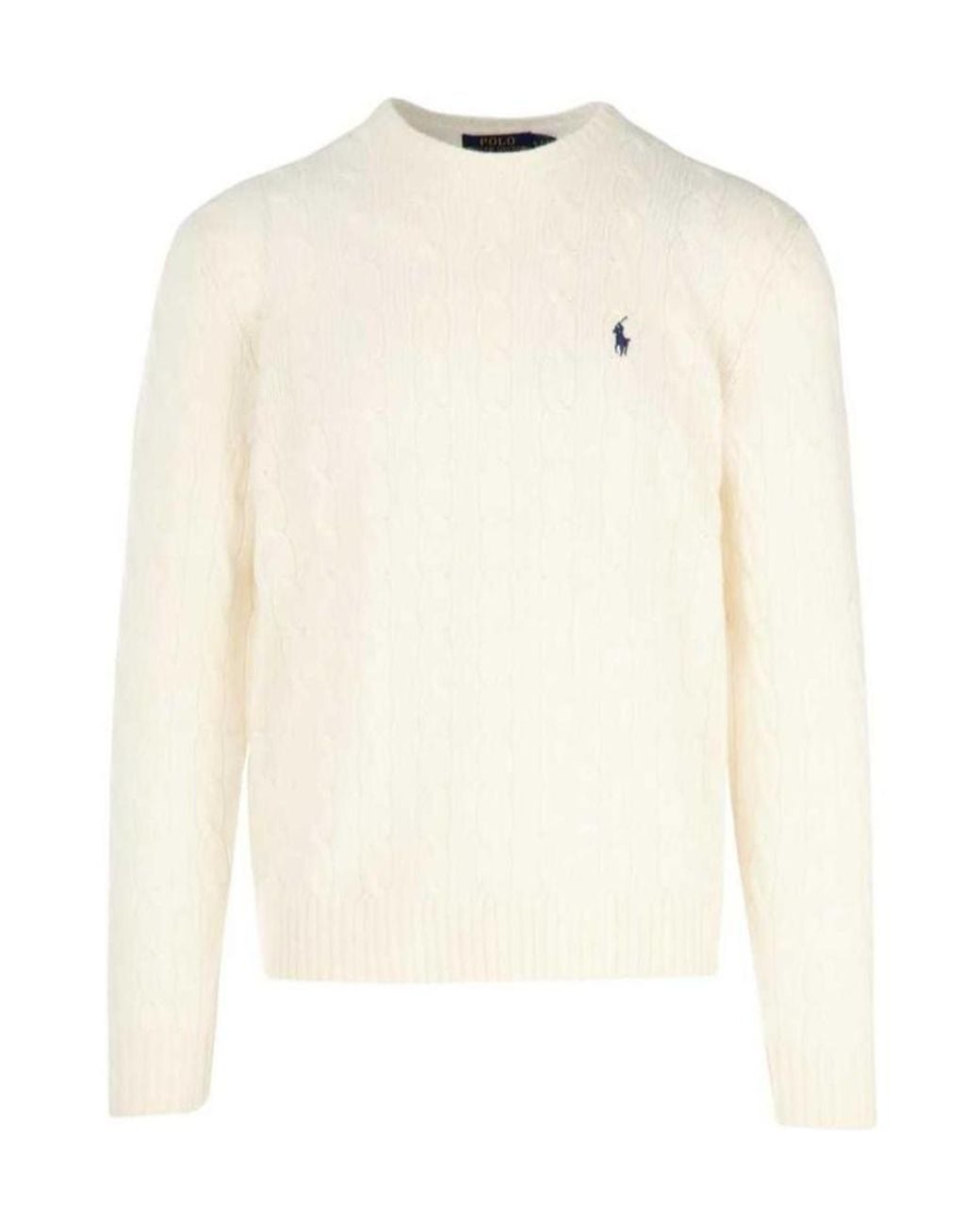 Polo Ralph Lauren Pony Embroidered Cable-Knit Jumper in White for Men ...