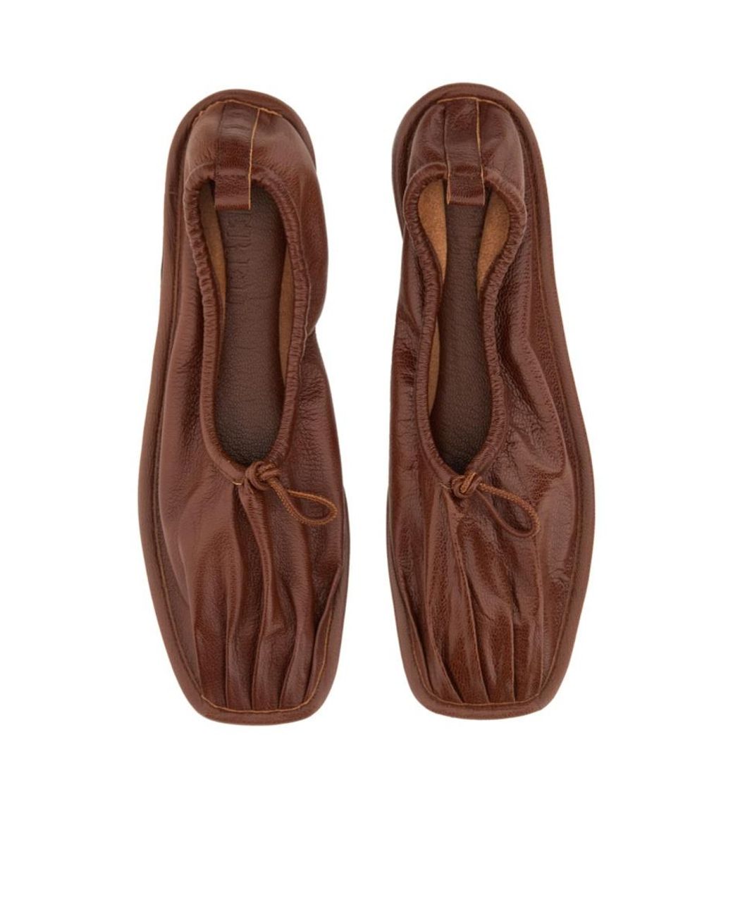 Hereu Brown Puntera Gathered Leather Ballet Flats