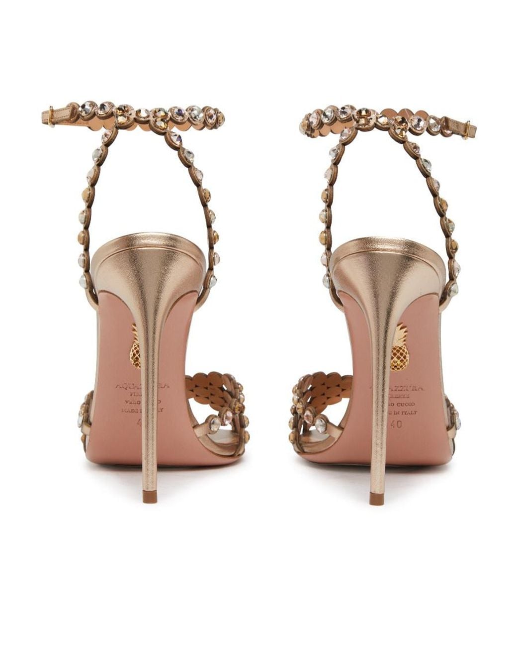 Aquazzura Metallic Logo High-Heel Sandals