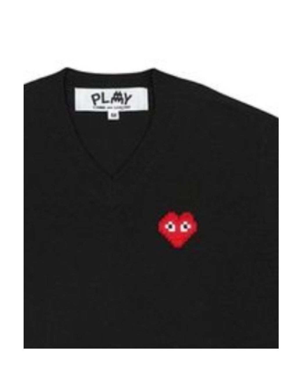 COMME DES GARÇONS PLAY Black Heart-Motif V-Neck Jumper for men