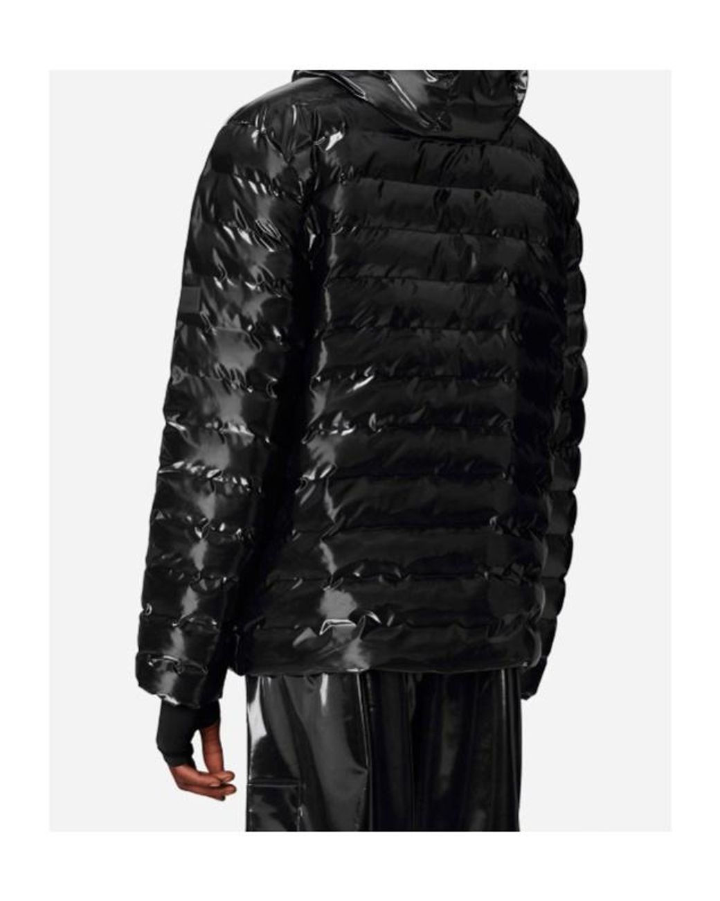 Rains Black Long-Sleeved Hooded Cotton Jacket for men