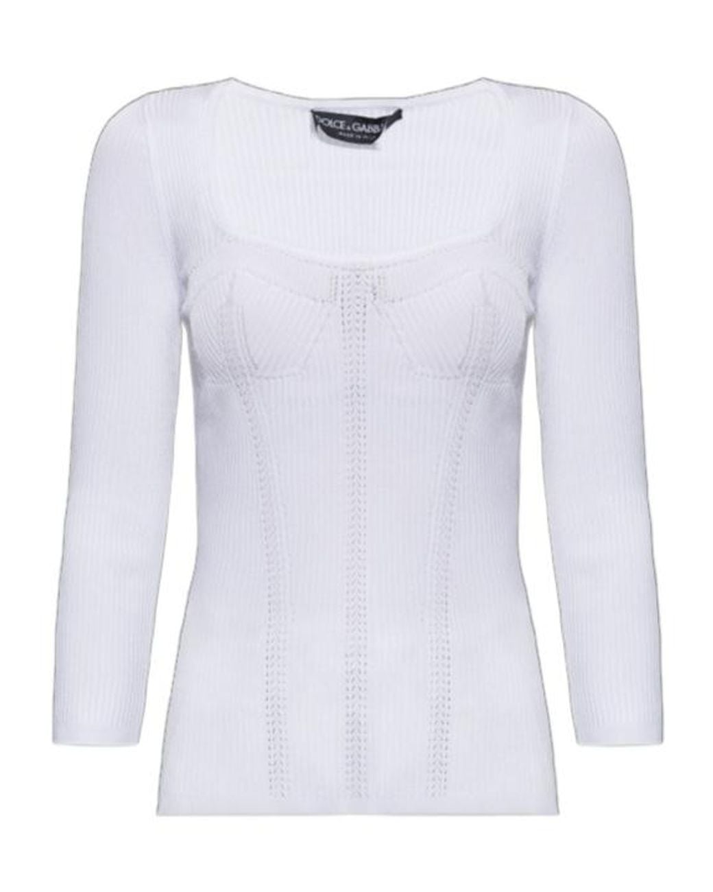 Dolce & Gabbana White Fitted Cut Pullover