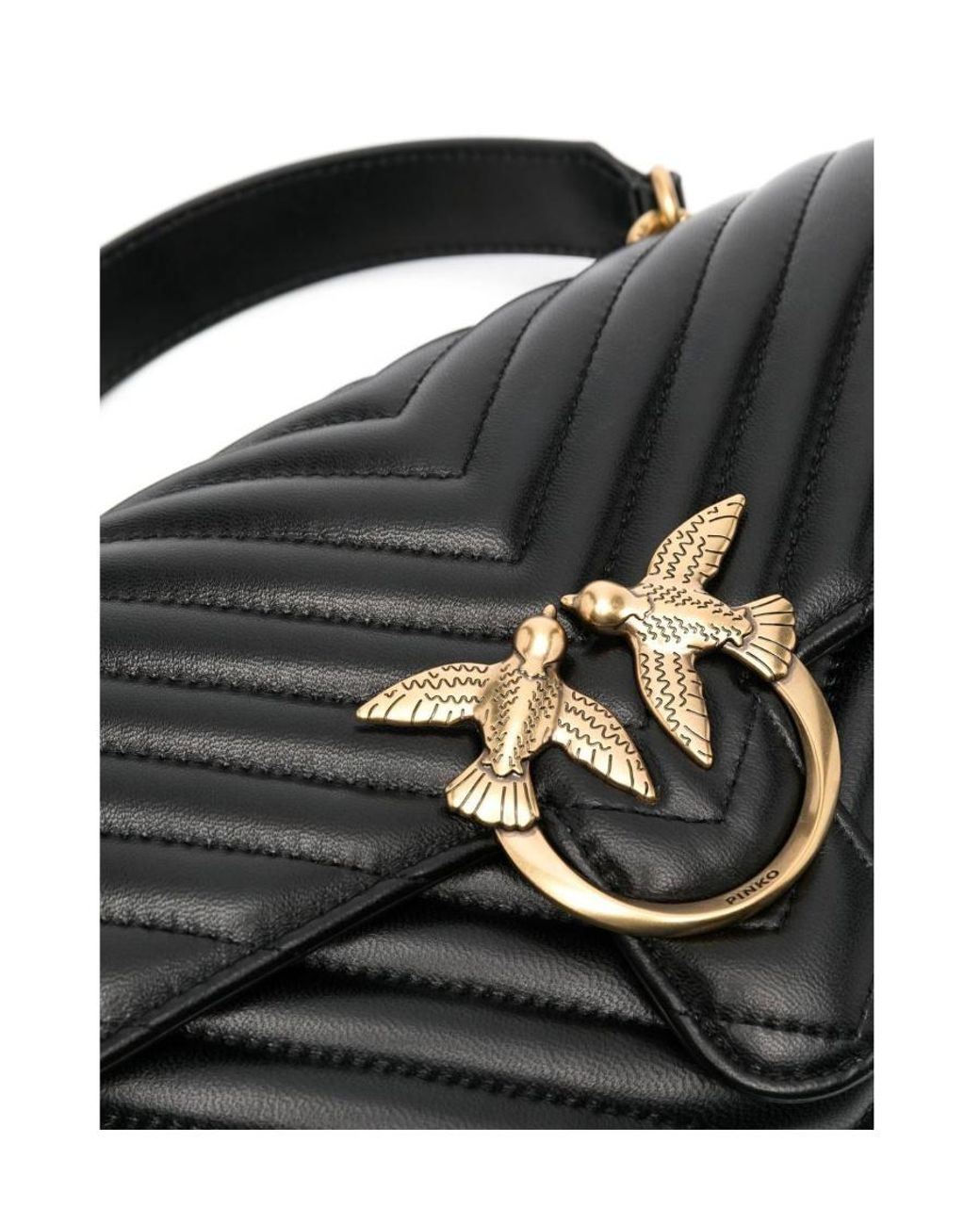 Pinko Black Classic Lady Love Chevron Puffer Tote Bag