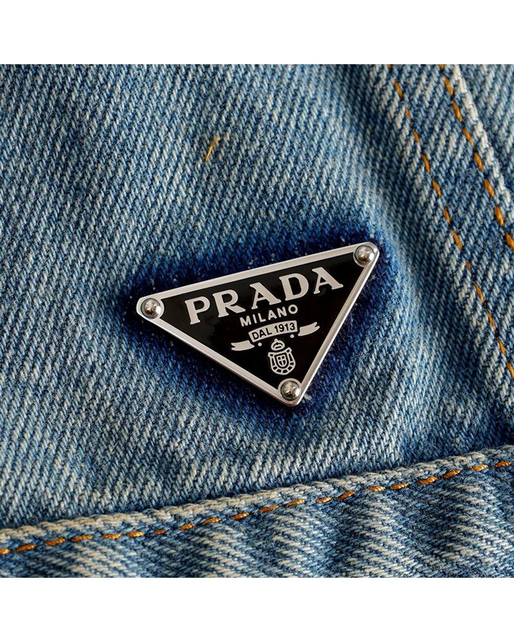 Prada Blue Long-Sleeved Denim Jacket for men