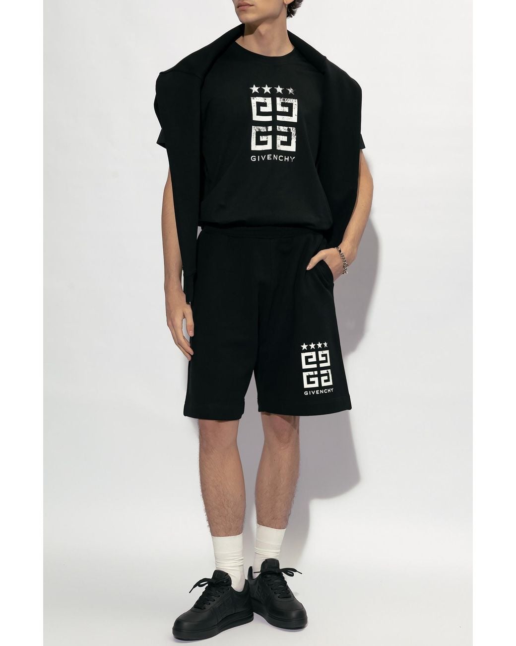 Givenchy Black Logo Printed Shorts for men