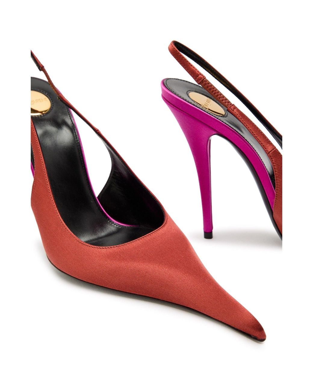 Saint Laurent Pink Satin Slingback Pumps