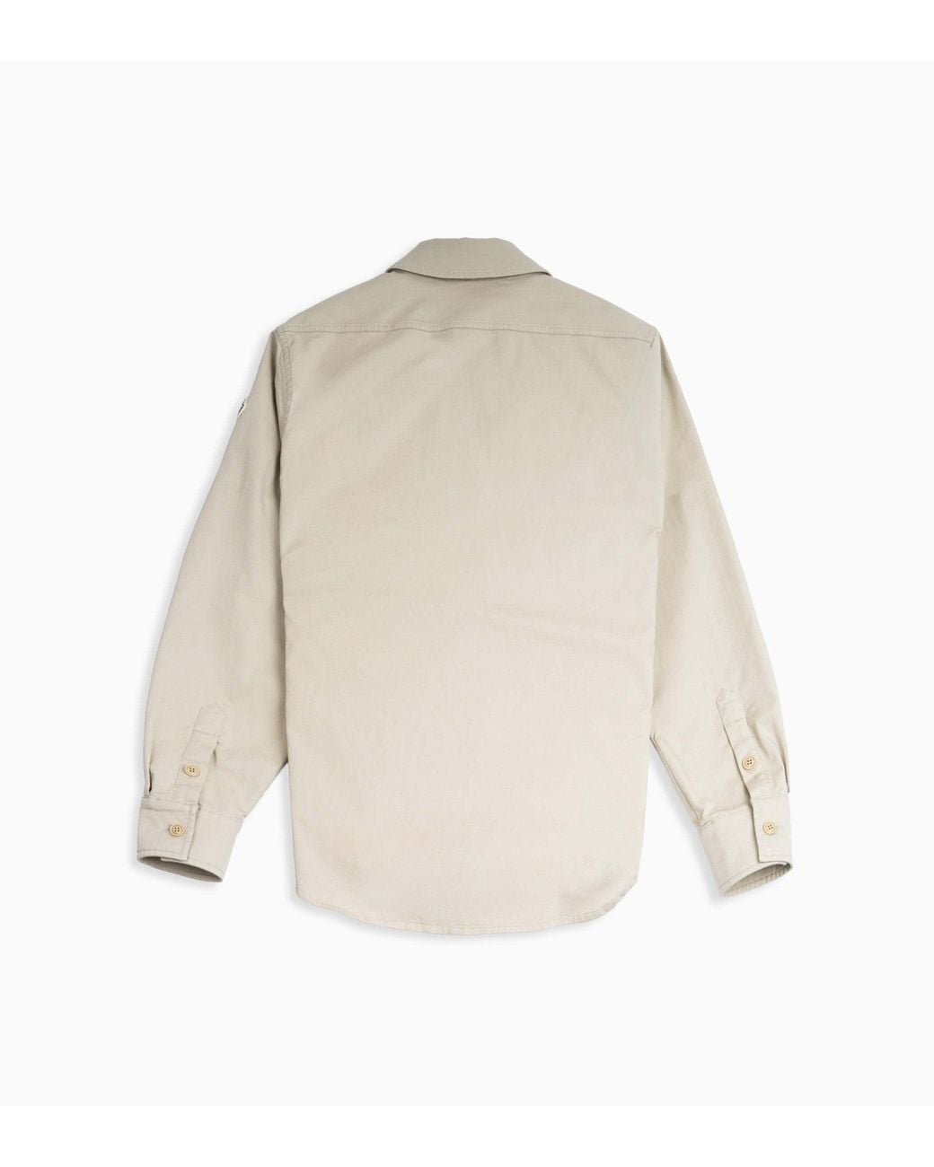 Moncler Natural Cotton Blend Gabardine Long Sleeve Shirt for men