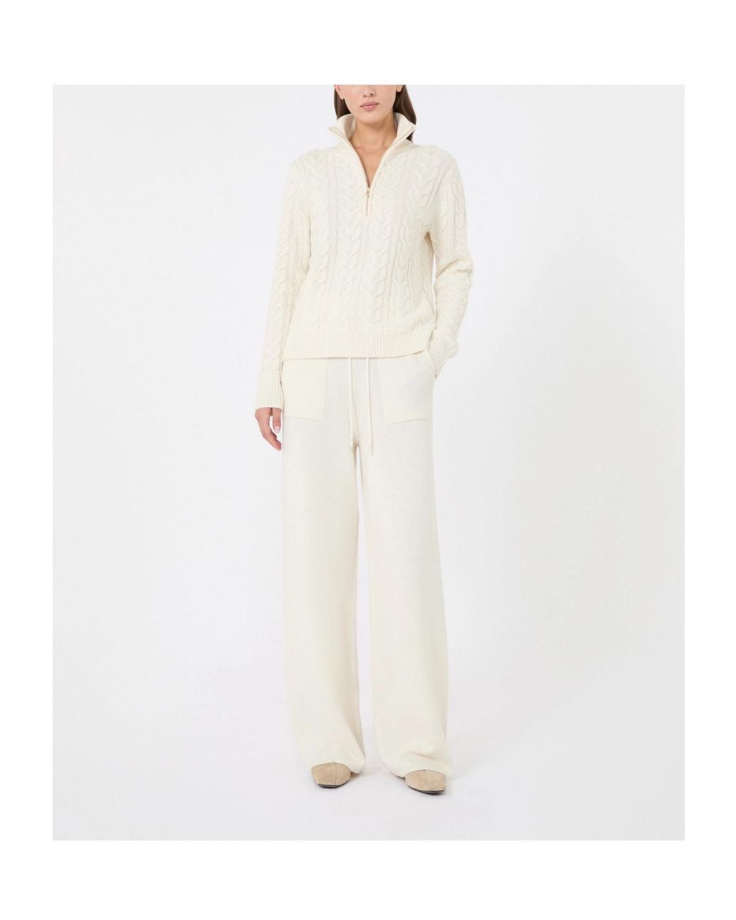 Max Mara White Libero Zip Detailed High Neck Jumper