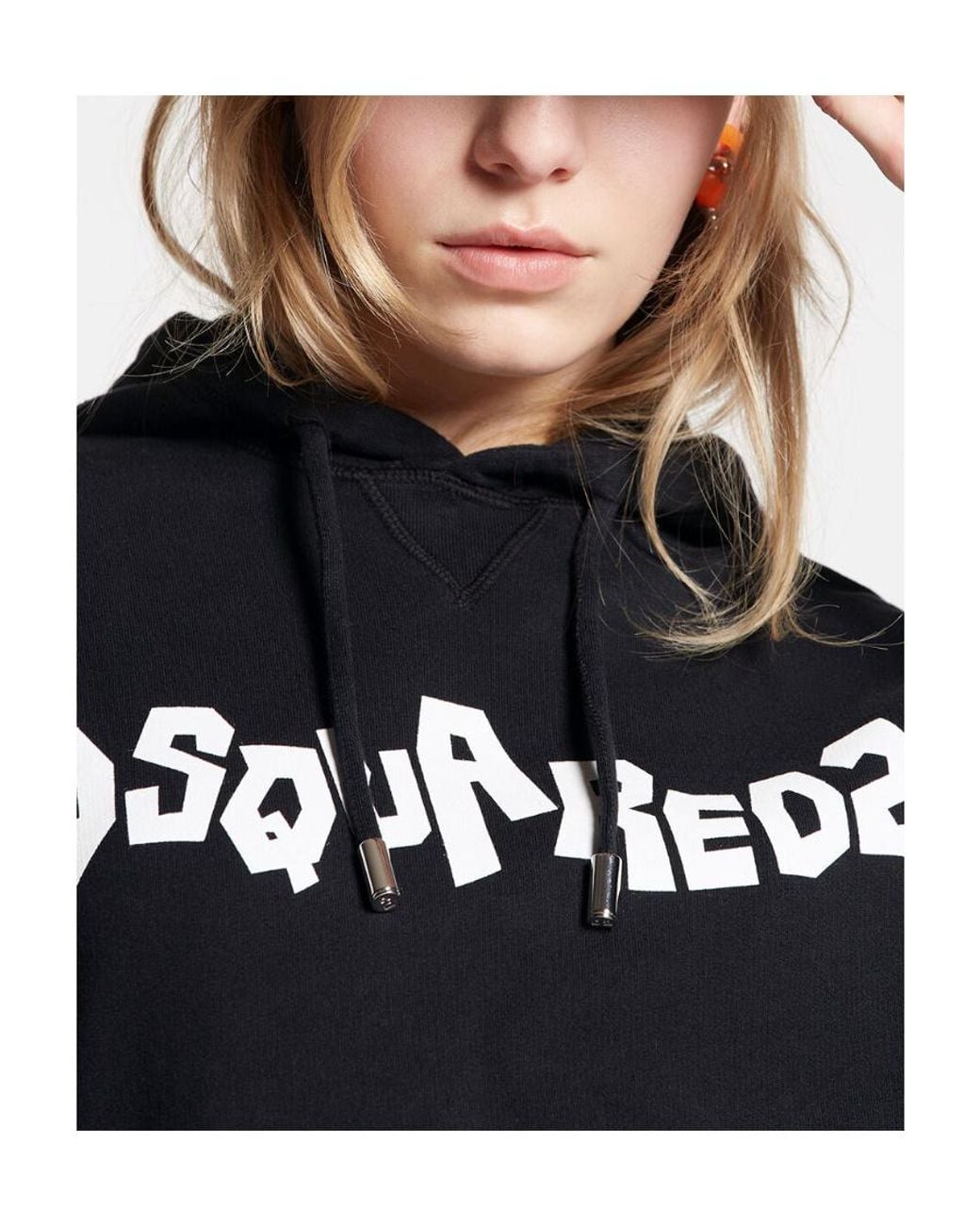 DSquared² Blue Logo Printed Drawstring Hoodie