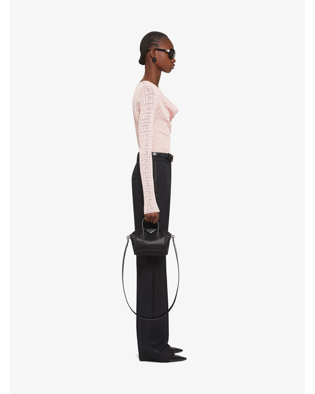 Givenchy Pink 4G Jacquard Draped Sweater