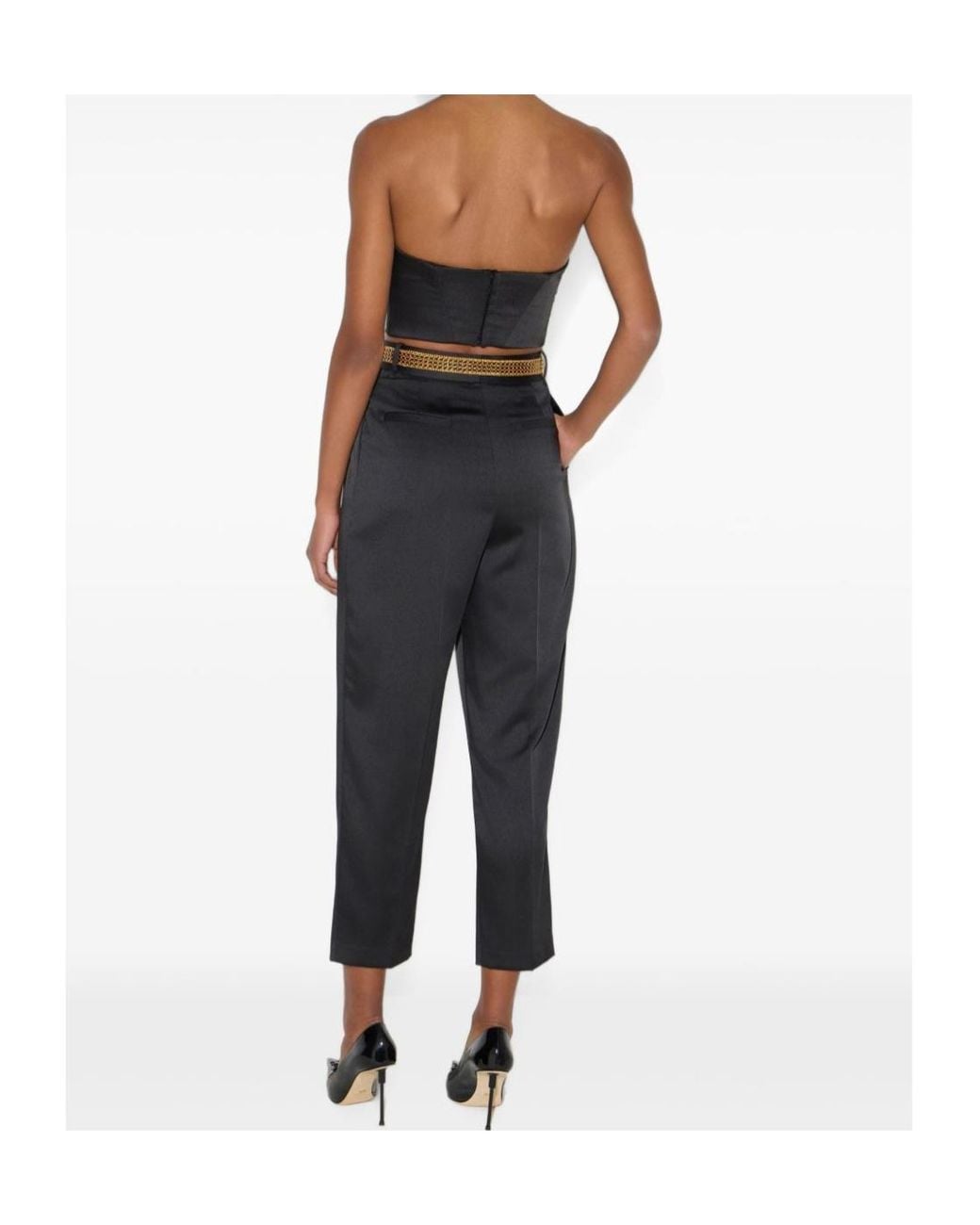 Elisabetta Franchi Black Off-Shoulder Bustier Top
