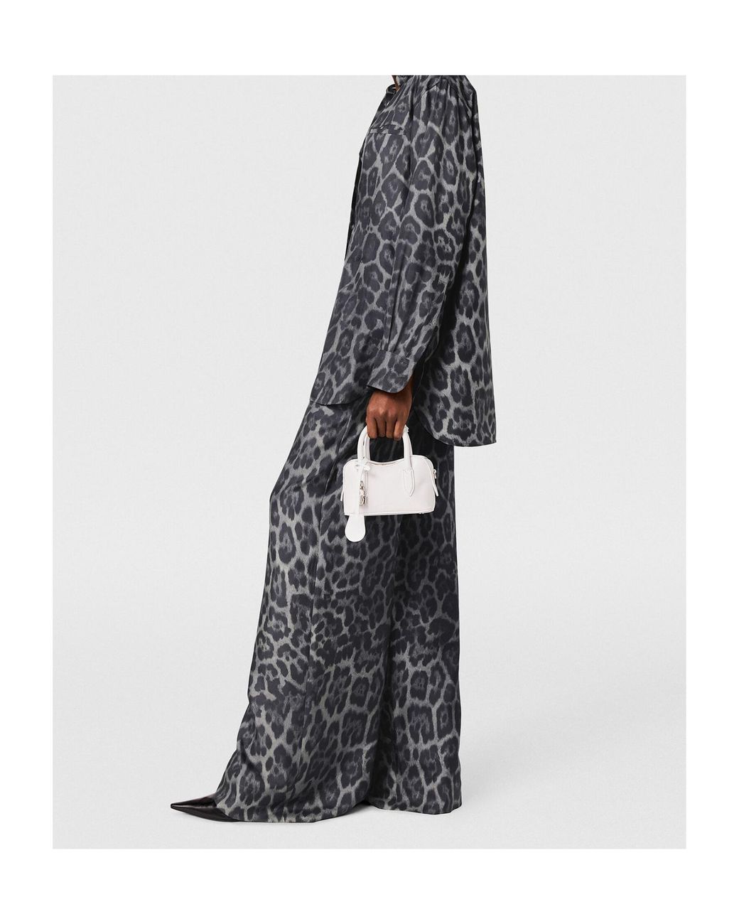 Stella McCartney Gray Oversized Drawstring Leopard Print Trousers
