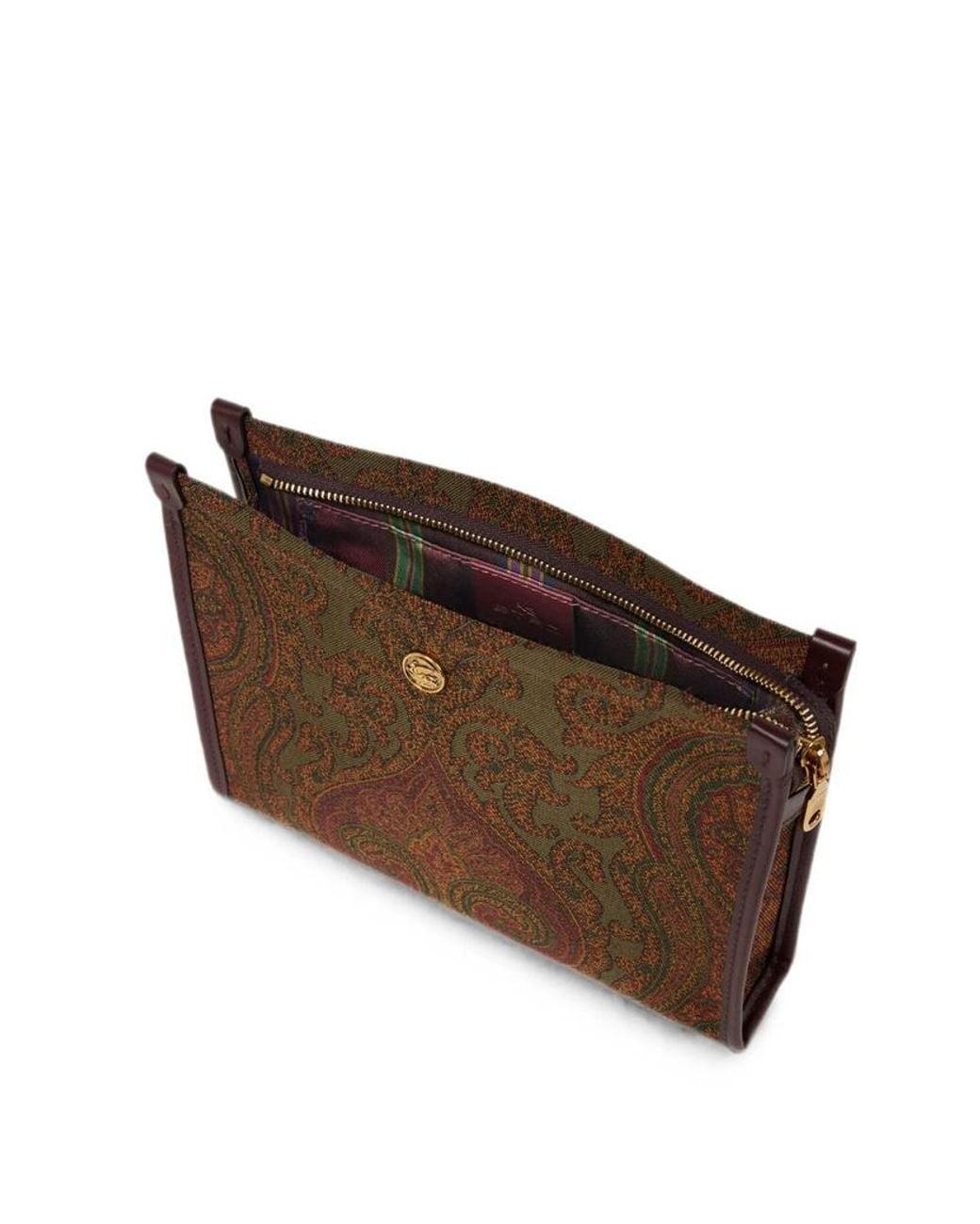 Etro Brown Paisley Clutch Bag