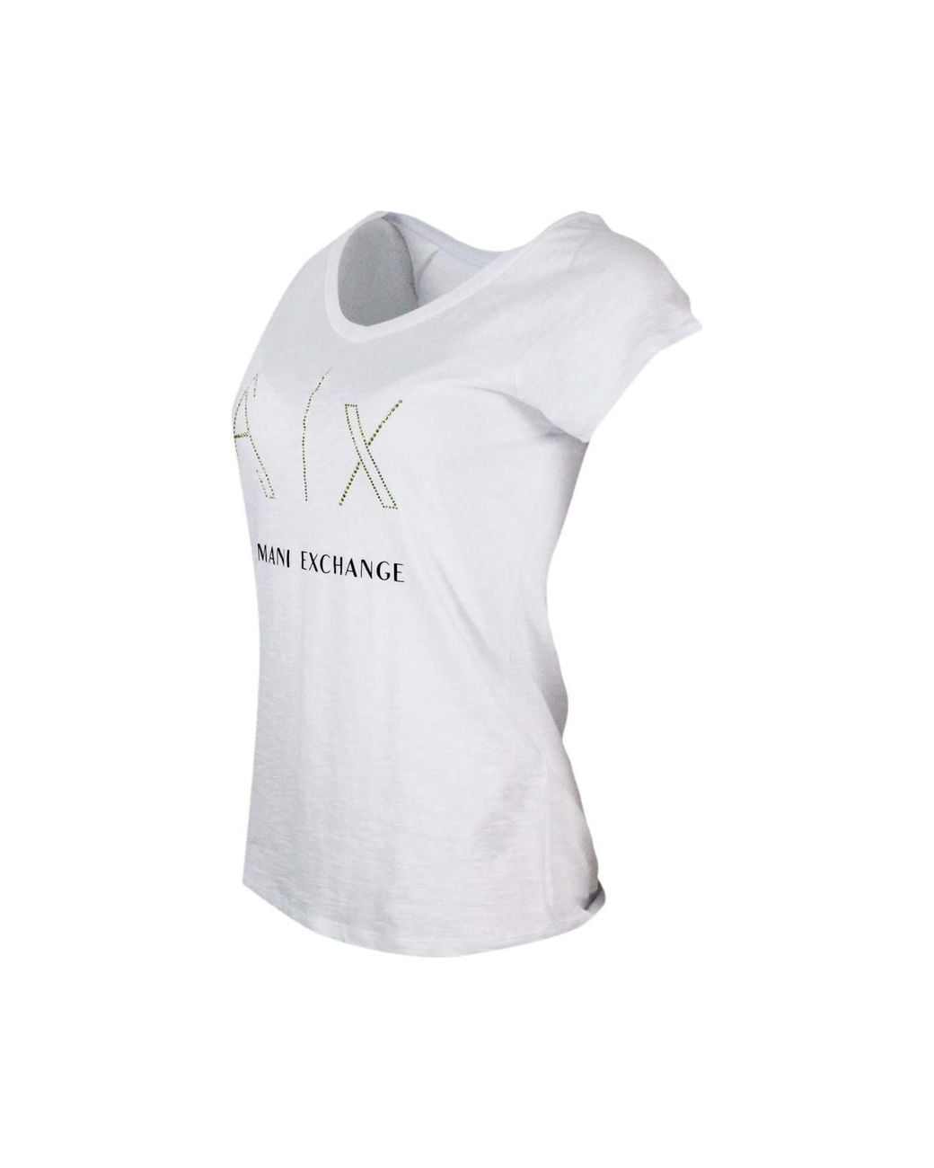 ARMANI EXCHANGE White Embellished V-Neck T-Shirt