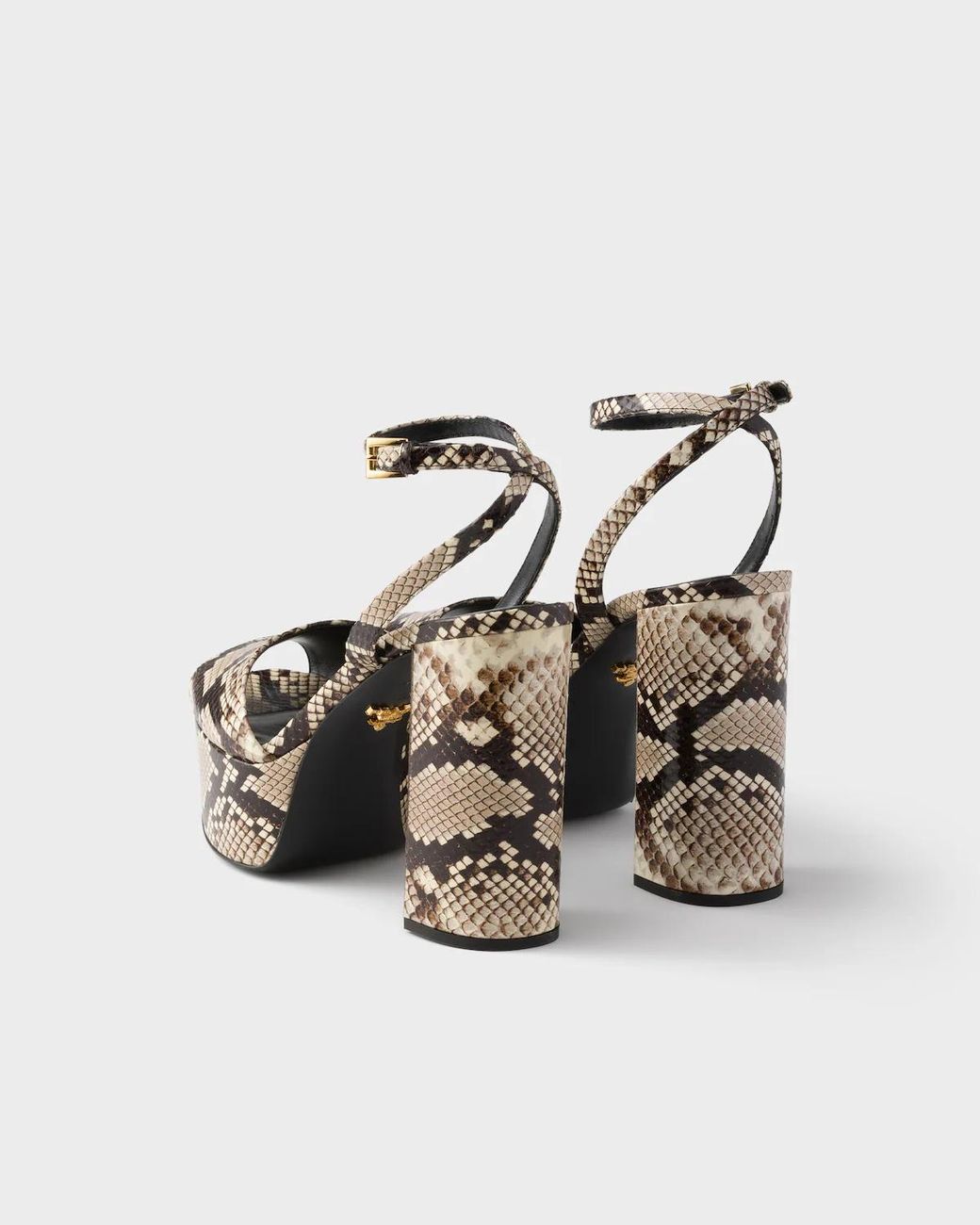Prada Black Python-Print Ayers Leather Platform Sandals
