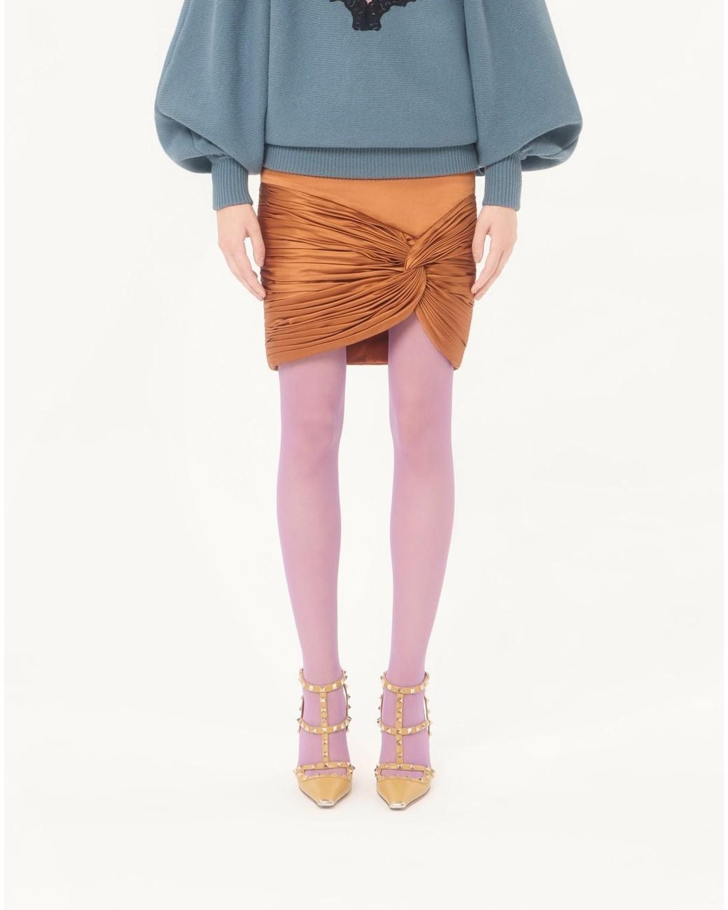 Valentino Orange Pleated Skirt