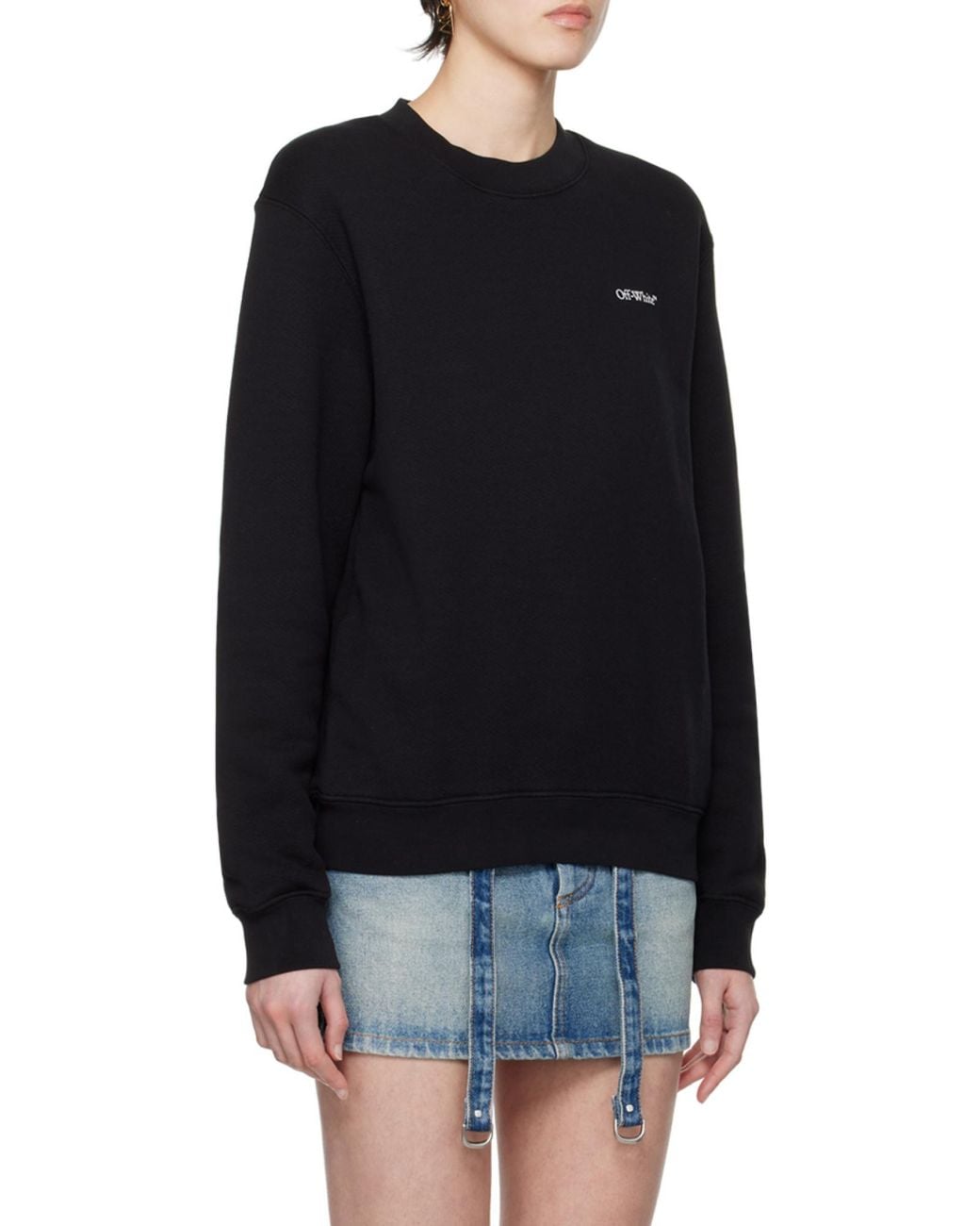 Off-White c/o Virgil Abloh Black Logo Printed Crewneck Sweatshirt