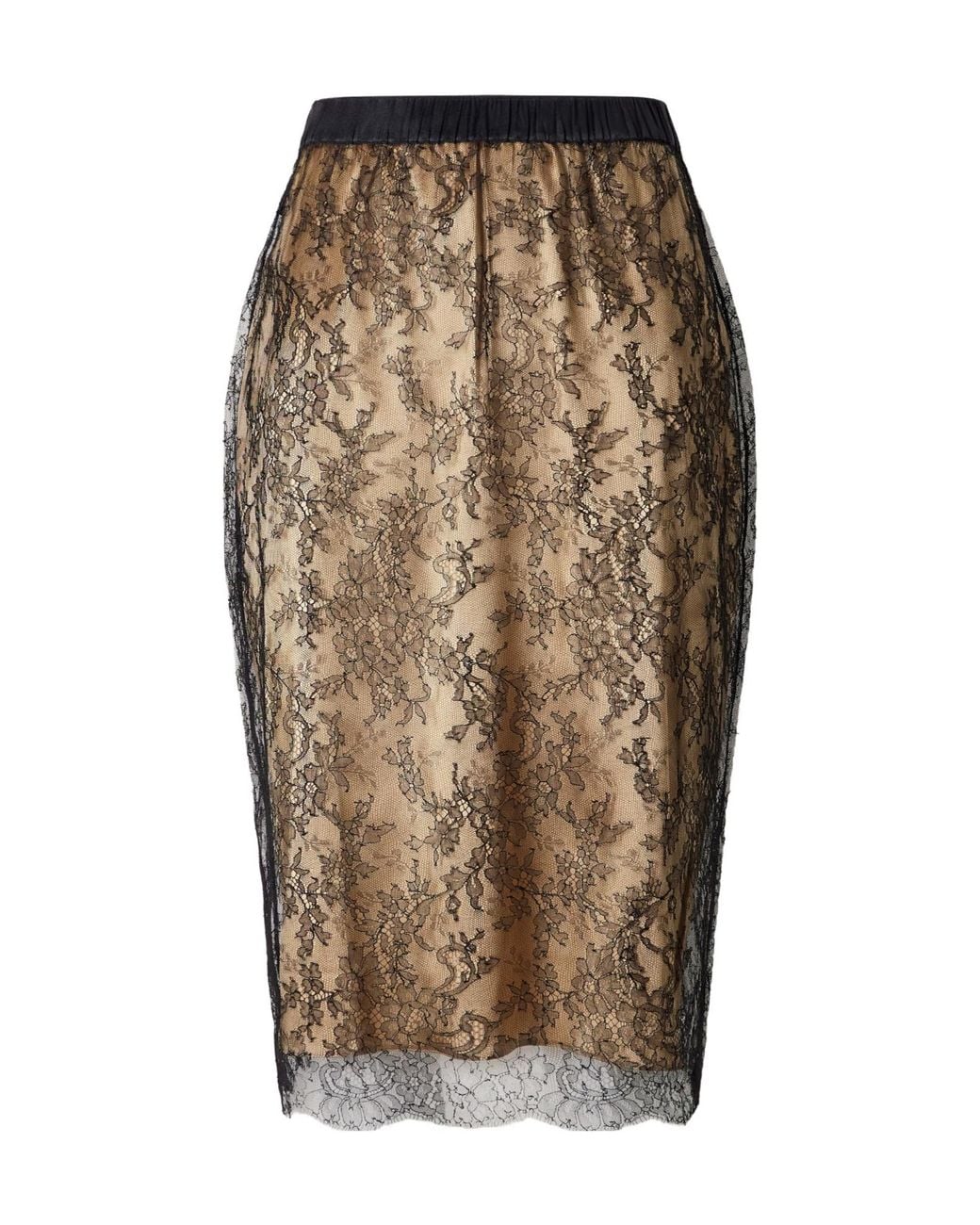 Carine Gilson Natural Straight Lace Midi Skirt
