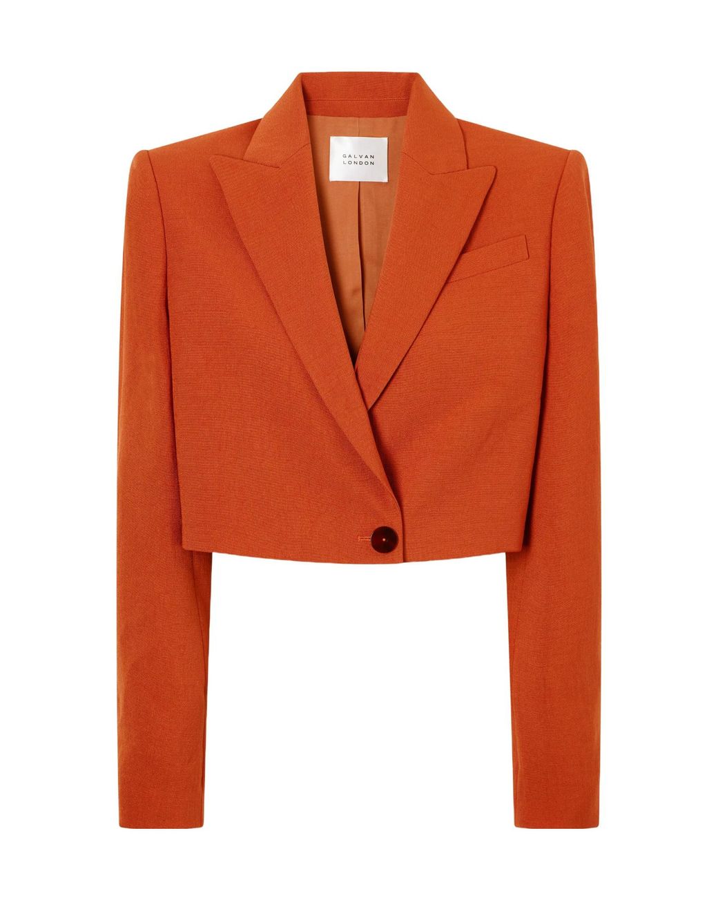 Galvan Orange Cropped Crepe Blazer