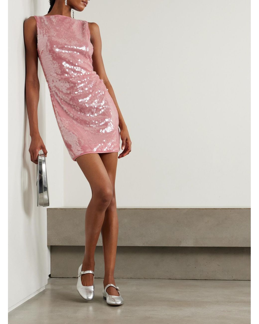 Staud Pink Sequined Mini Dress
