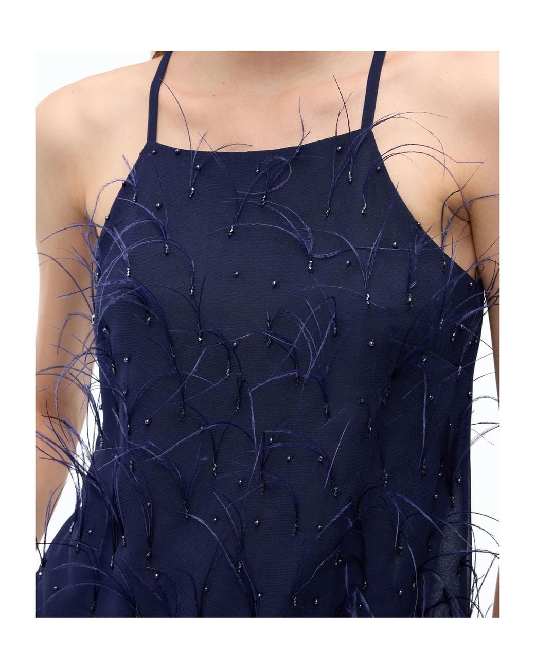 Pinko Blue Fluid Top With Feather Detailing