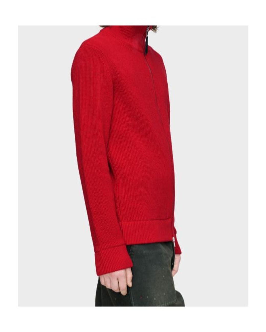 Maison Margiela Red Long-Sleeved Zipped Cardigan for men