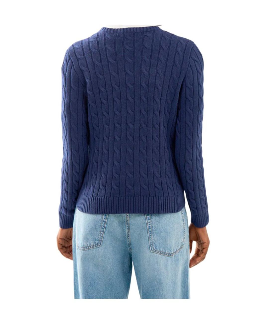 Ralph Lauren Blue Cable-Knit Crew-Neck Jumper