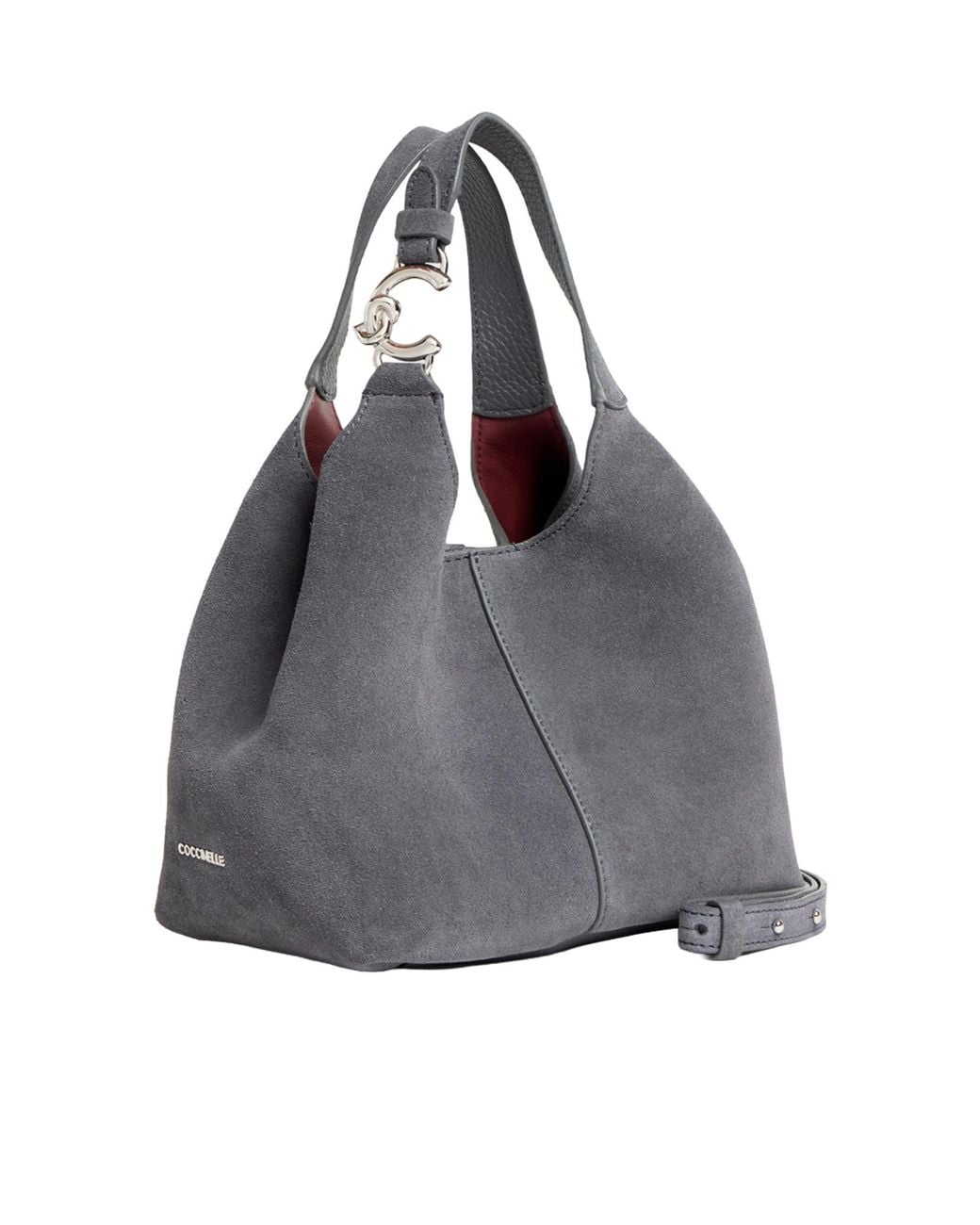 Coccinelle Gray Suede Leather Shoulder Bag