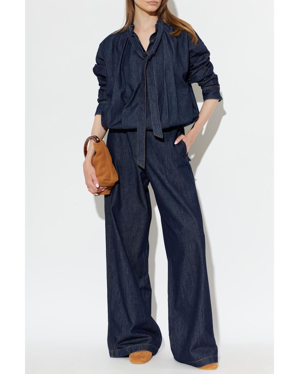 Dries Van Noten Blue Scarf Shirt