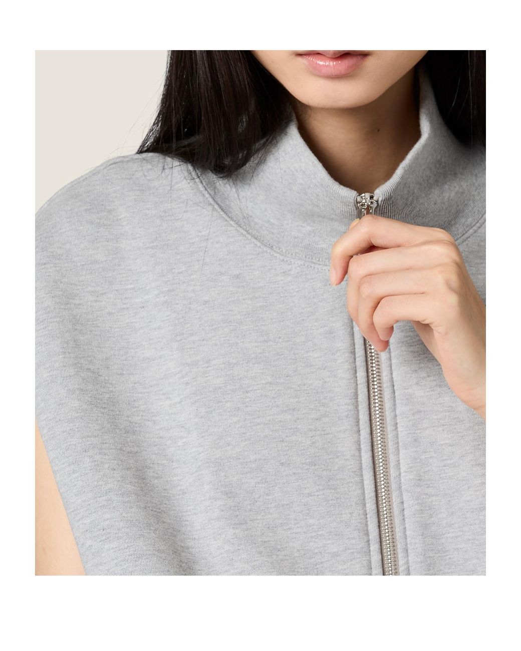Miu Miu Gray Zip-Up Drawstring Gilet