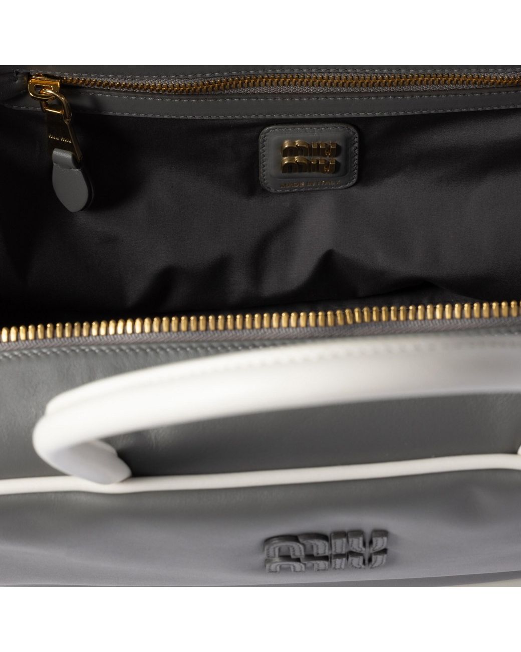 Miu Miu Gray Beau Zipped Tote Bag