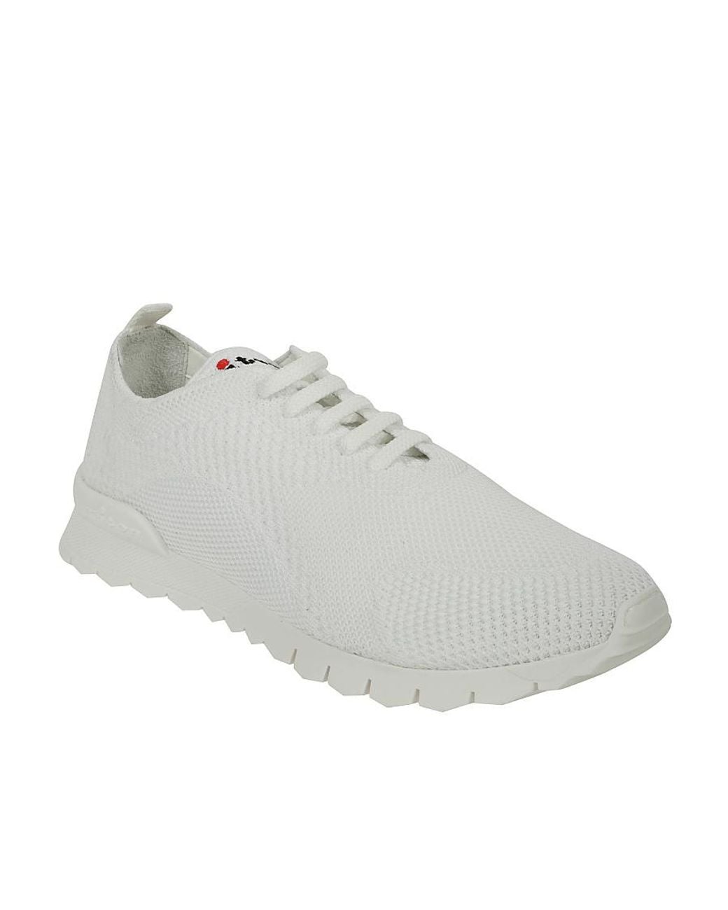 Kiton Gray Logo-Embroidered Knit Sneakers for men