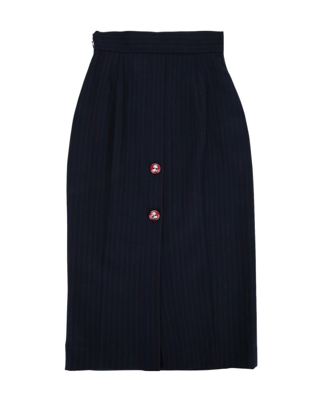 Elisabetta Franchi Blue Pinstripe Buttoned Midi Skirt