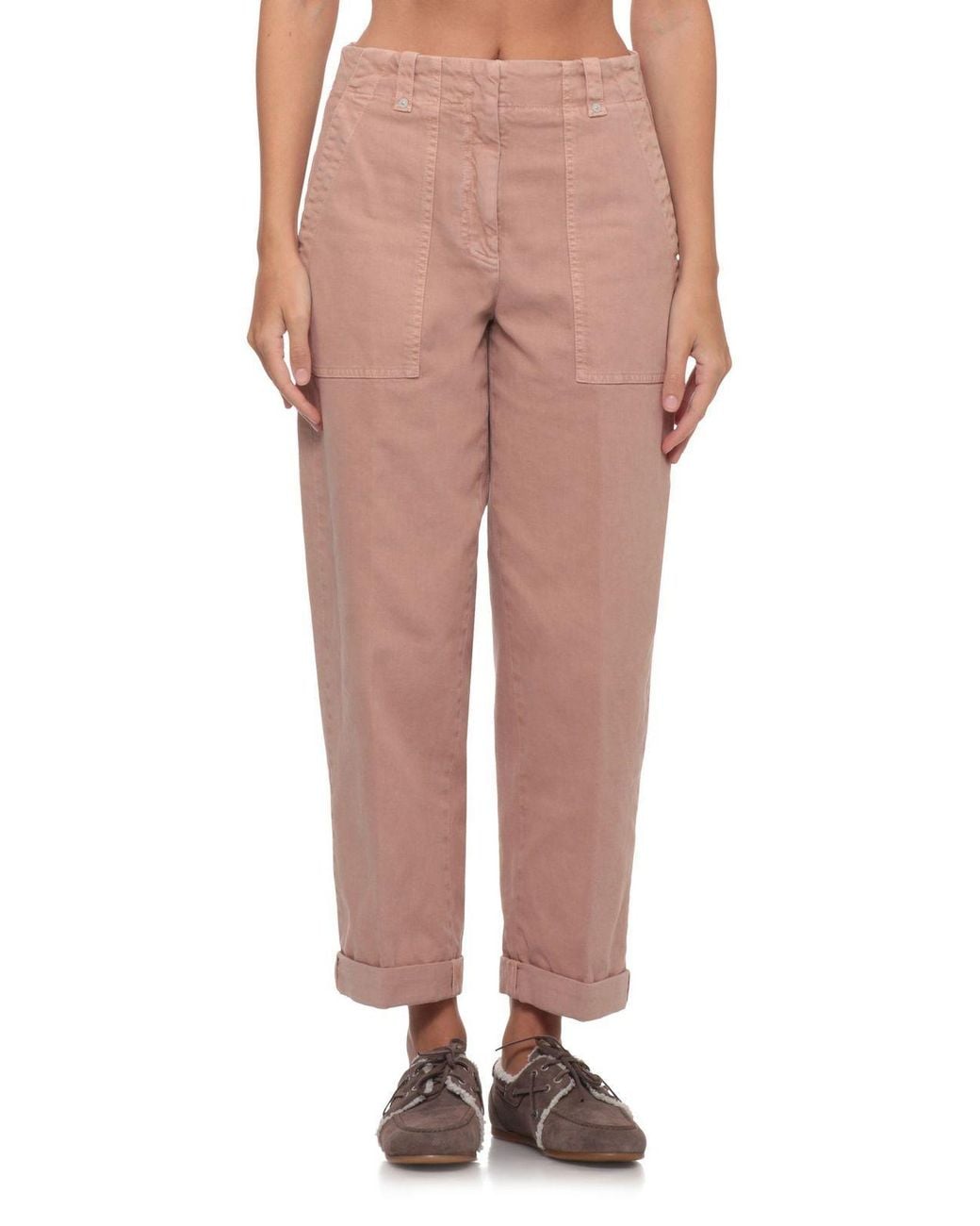 Peserico Natural Cropped Straight-Leg Pants