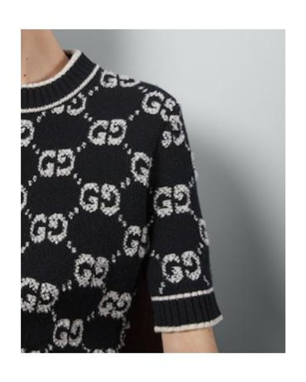 Gucci Black Gg Jacquard Knitted Top