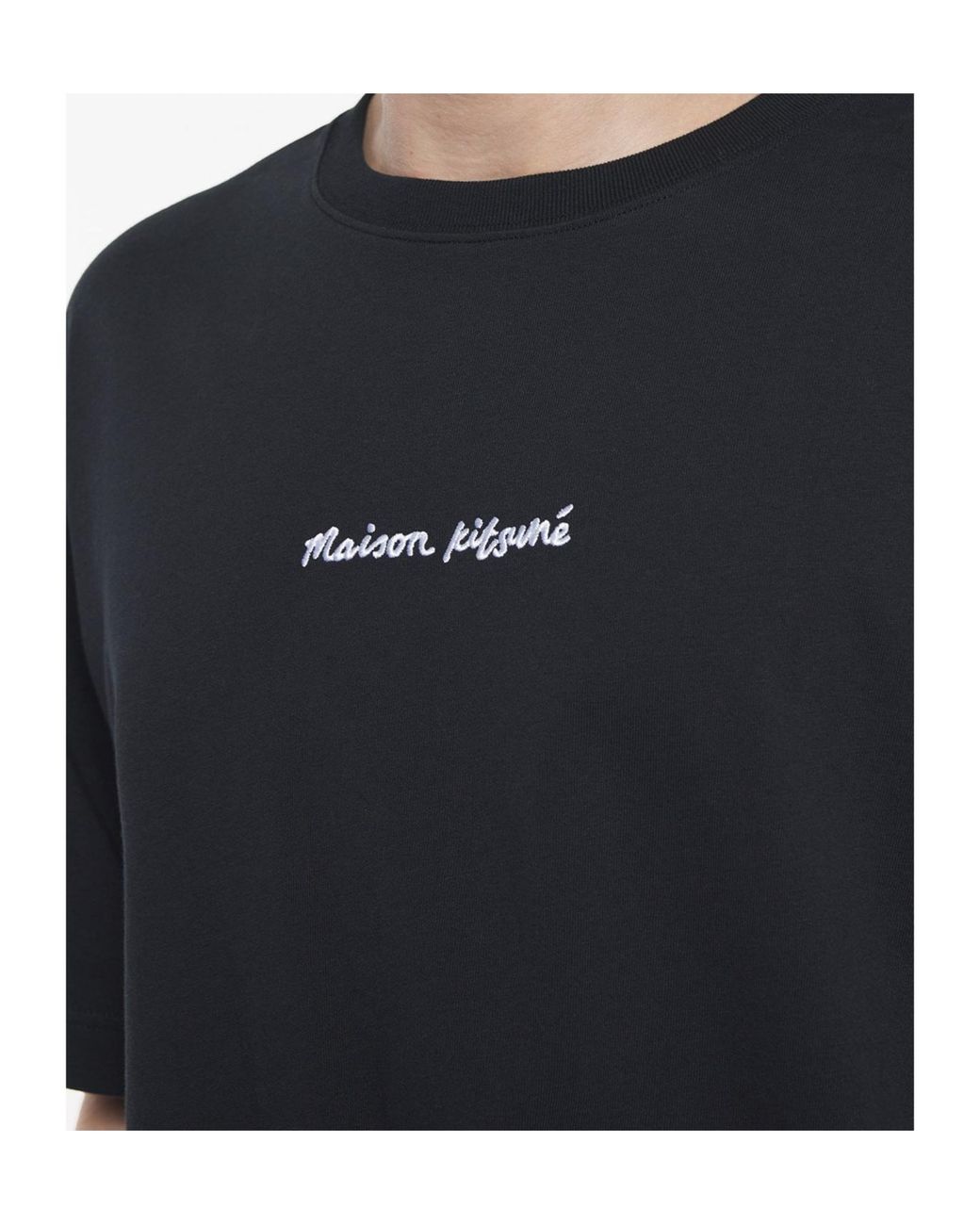 Maison Kitsuné Black Maison Kitsuné Line Handwriting Oversized T-Shirt for men