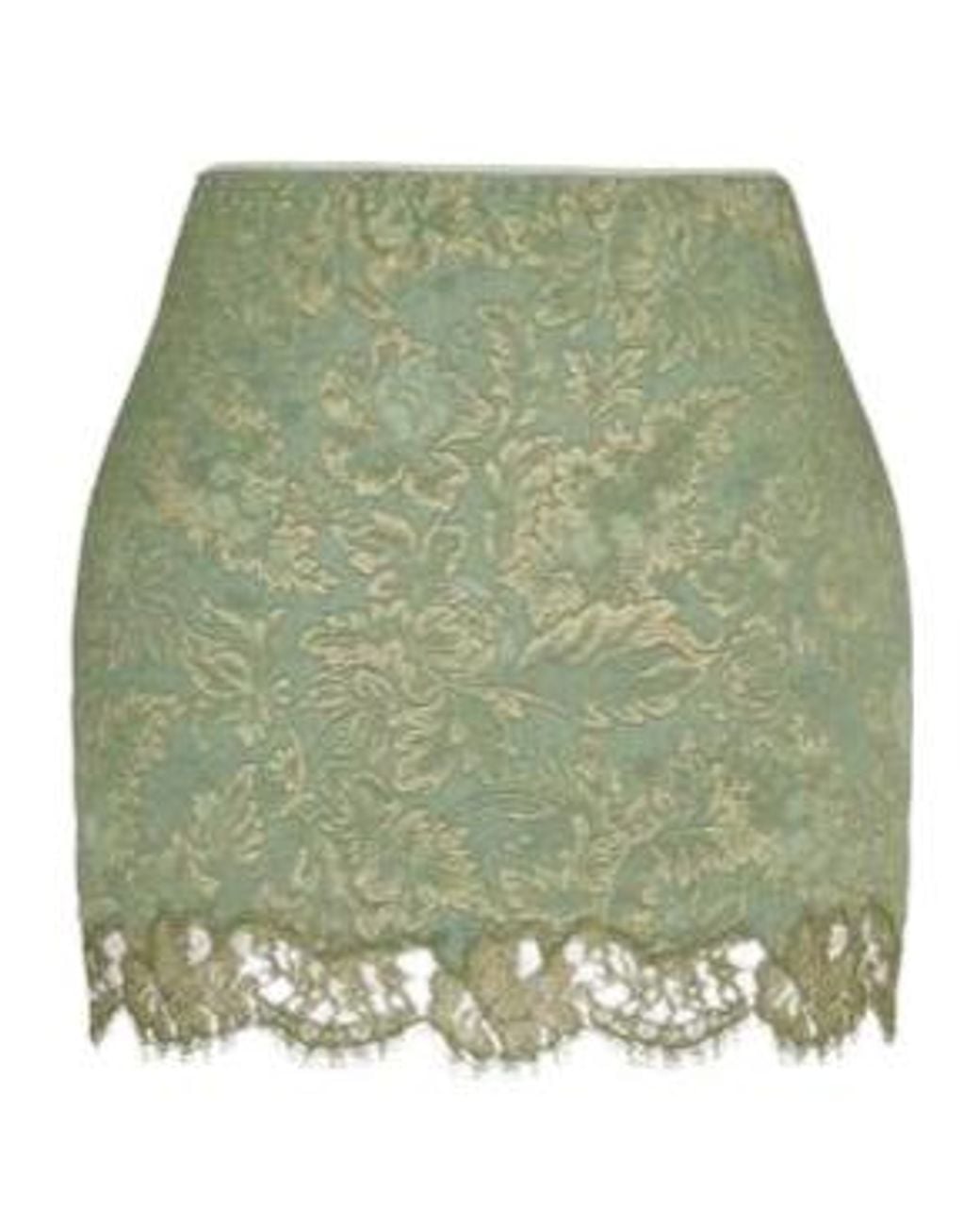 Saint Laurent Green Baroque Lace Mini Skirt