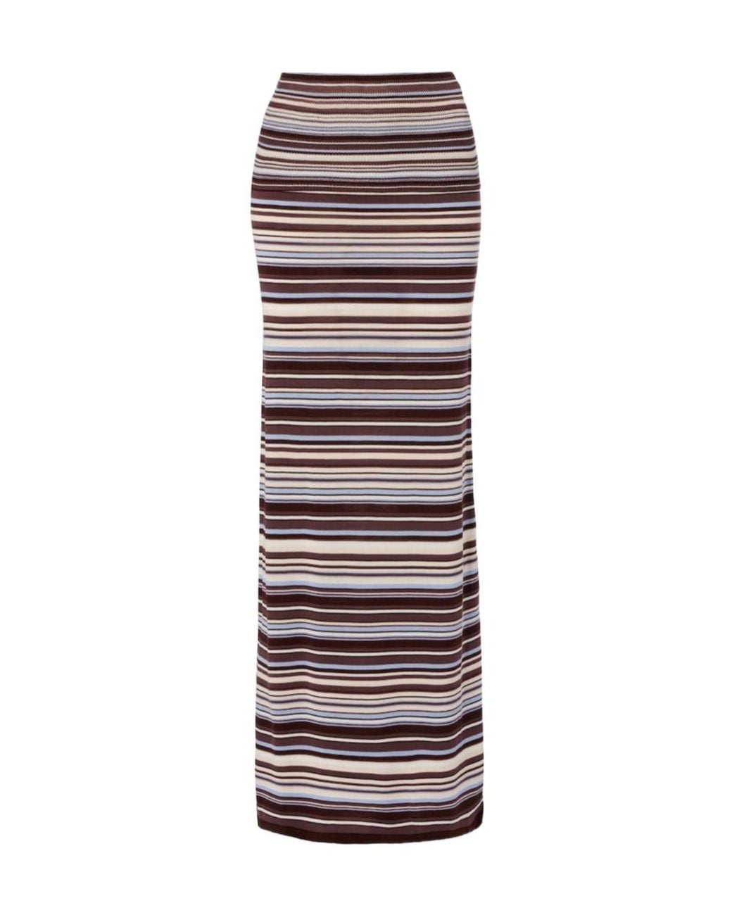 AYA MUSE Purple Knit Striped Midi Skirt