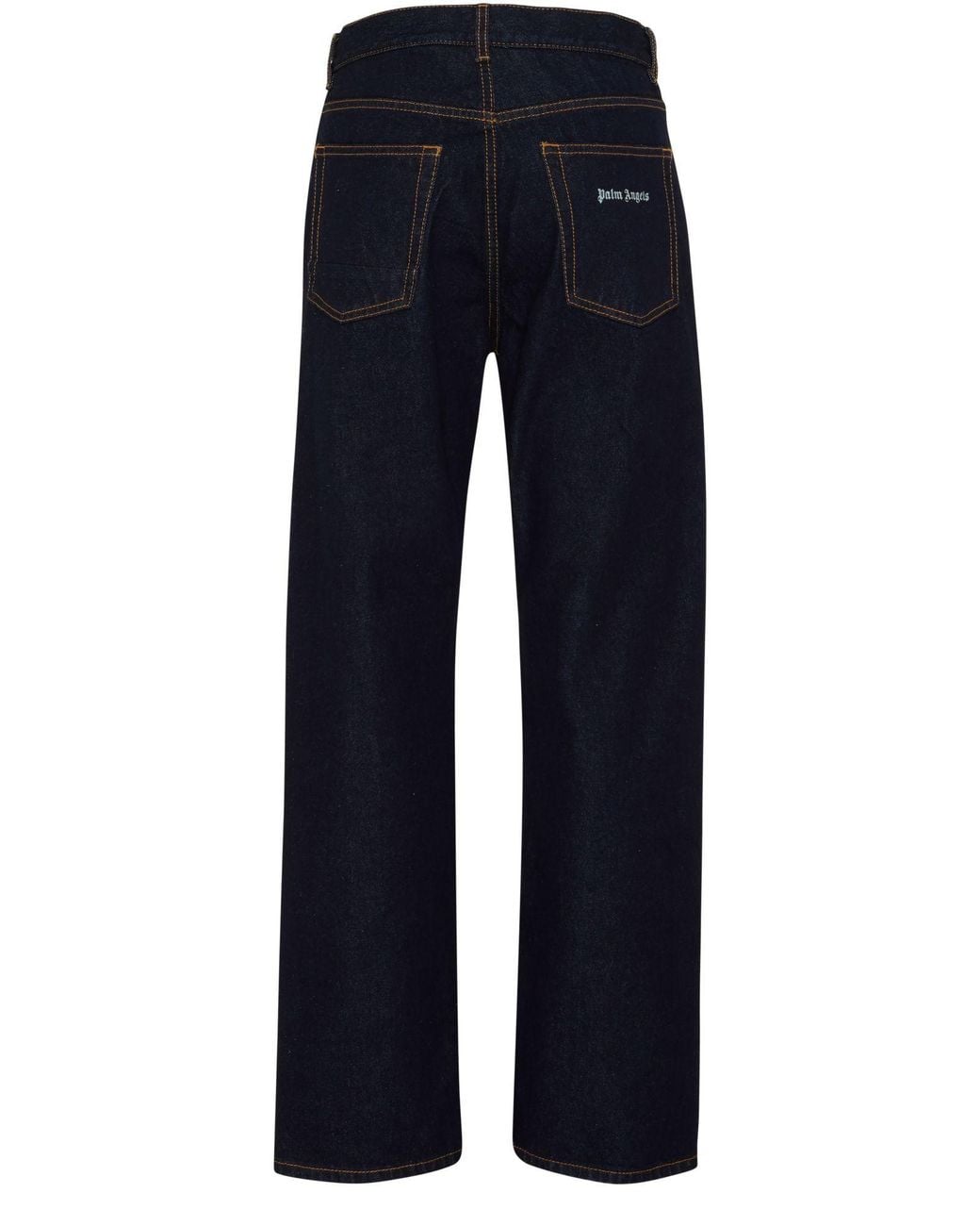 Palm Angels Blue Wide-Leg Jeans With Logo Unwashed for men