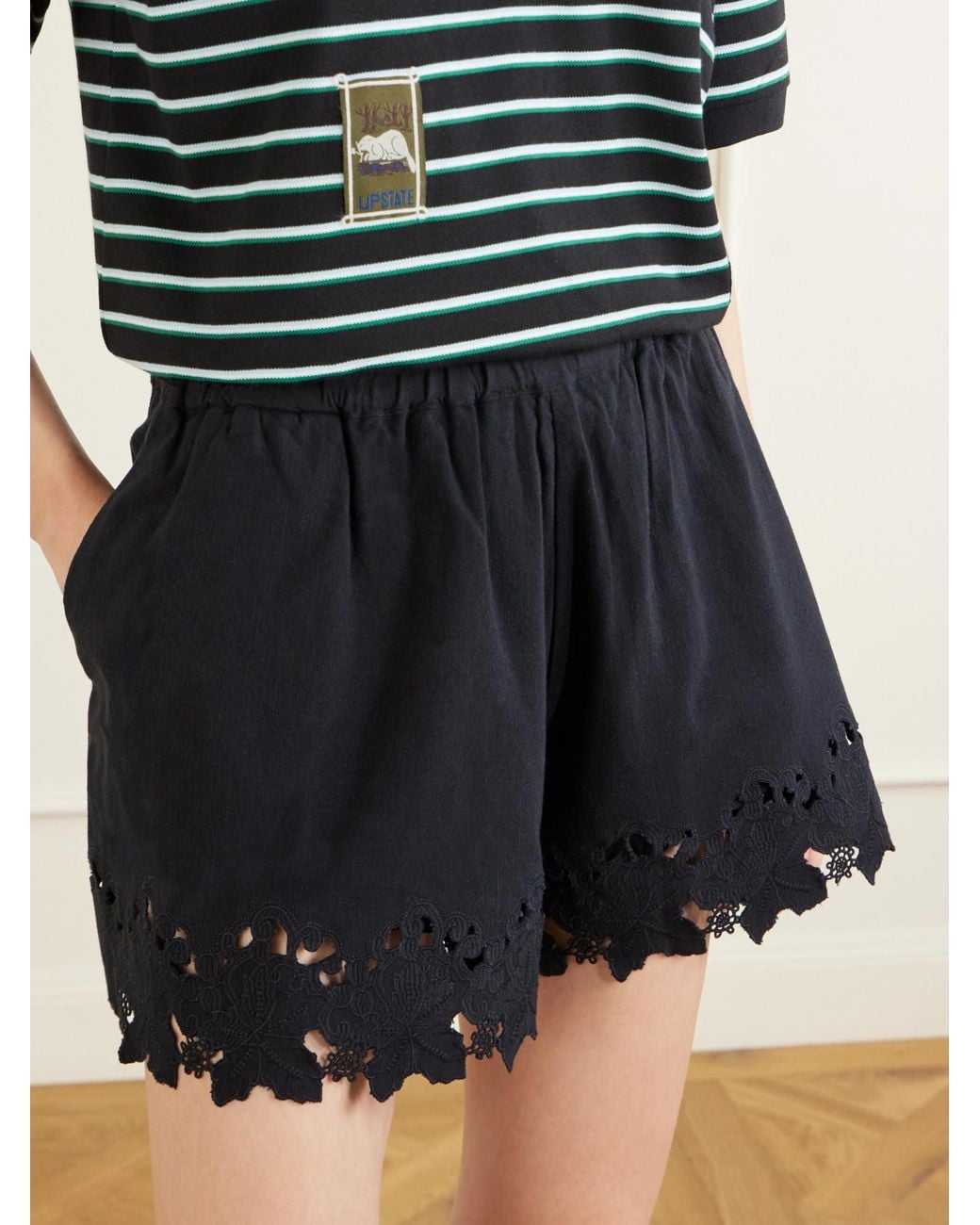 Sea Black Linen-Blend Shorts