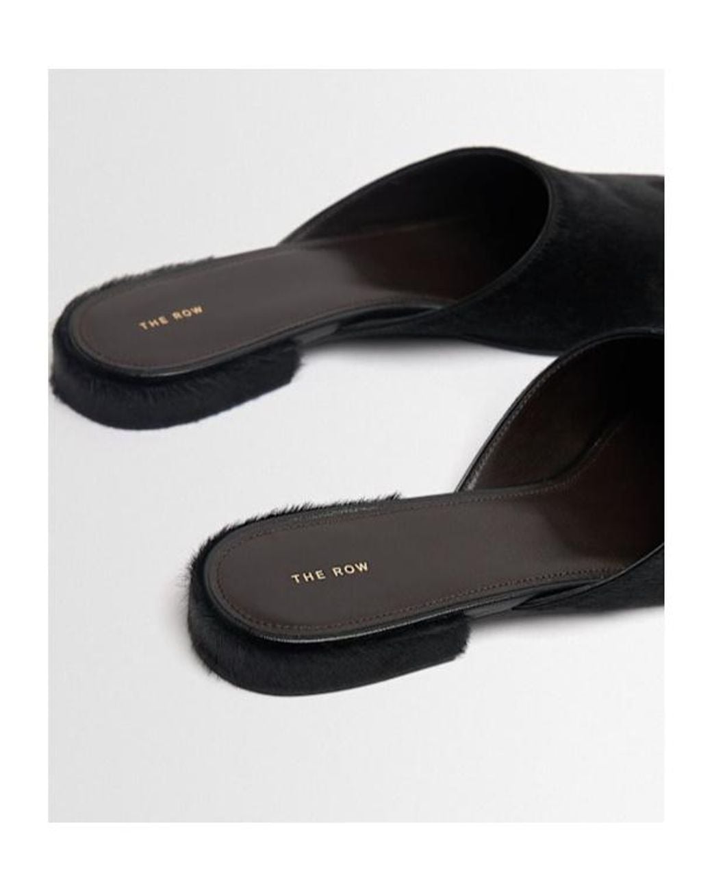 The Row Black Penelope Pony Skin Flat Mules